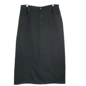 Jessica London Women's size 12W Zip Front 4 Pocket Midi Length Skirt Black NEW